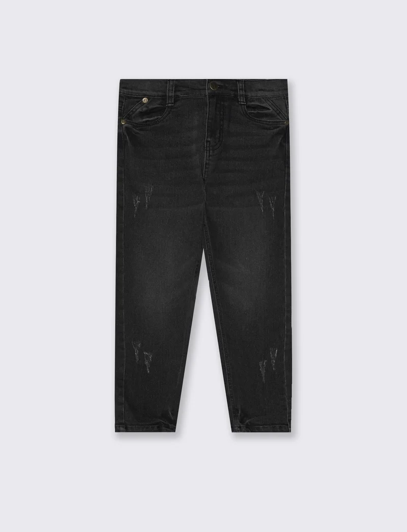 Jogging denim skinny con stile college - Nero