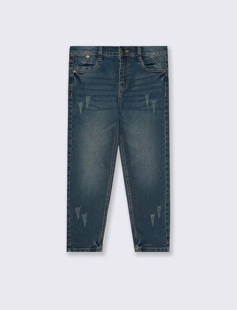 Jogging denim skinny con stile college - DENIM SCURO