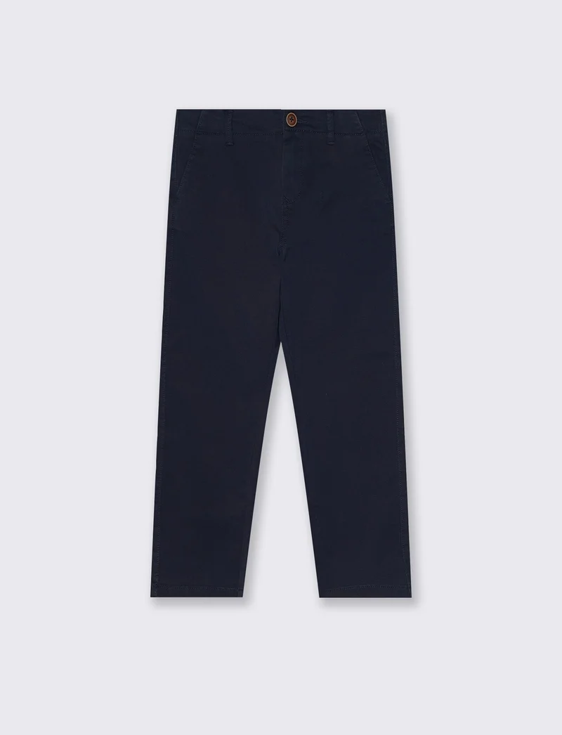 Pantaloni in misto cotone con tasche - Blu
