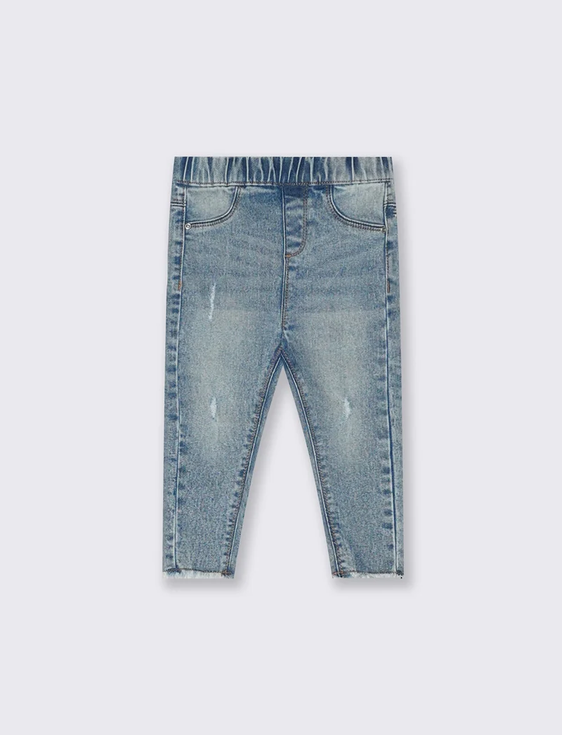 Jeans slim con elastico e tasche finte - Denim chiaro
