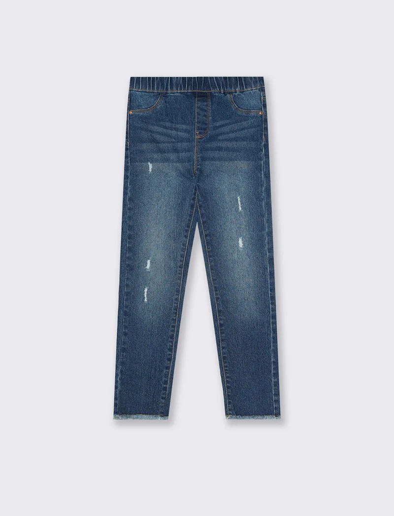 Jeggings denim stretch skinny con tasche - Denim