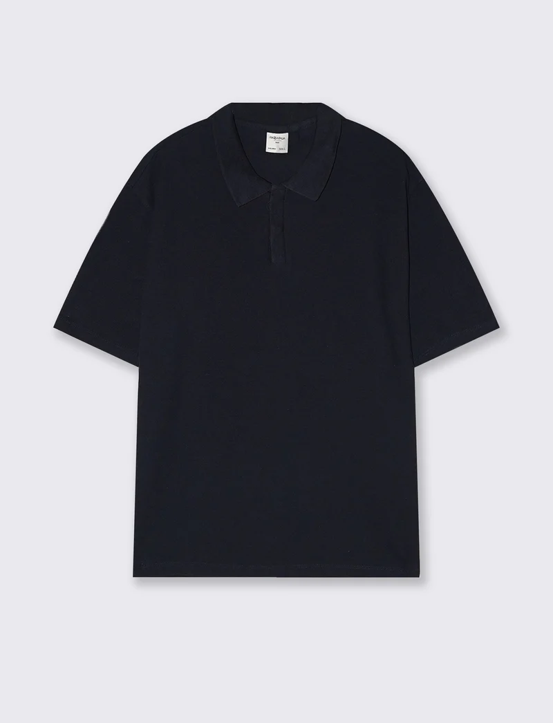 Polo Collo Derby in Micro Waffle - Blu