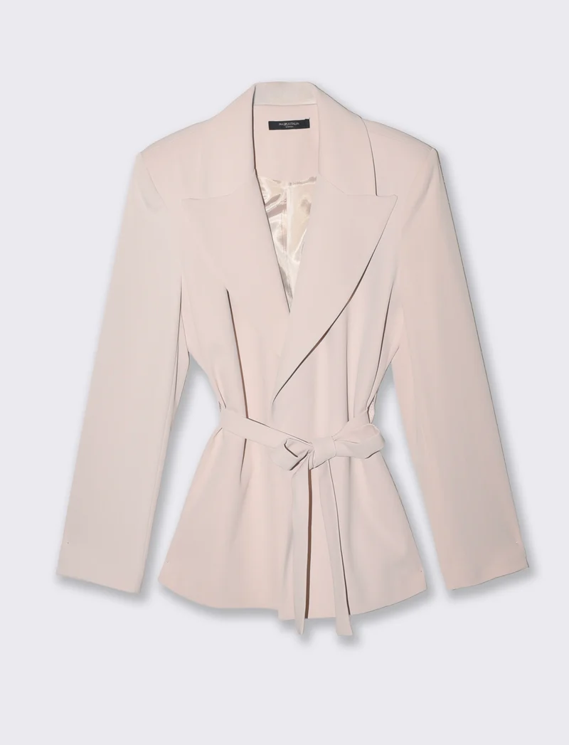 Giacca over con cintura per donne - Beige