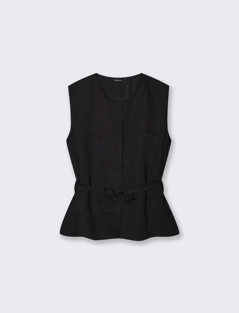 Casacca Giromanica con Fiocco in Vita - Nero