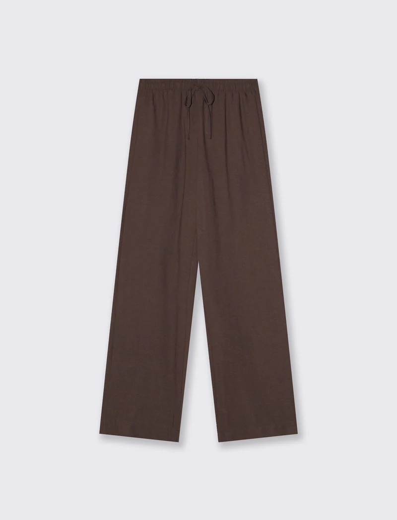Pantalone Dritto Morbido con Coulisse - Moro