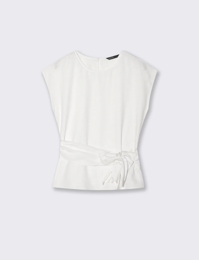 Casacca Manica a T con Fiocco in Vita - Bianco