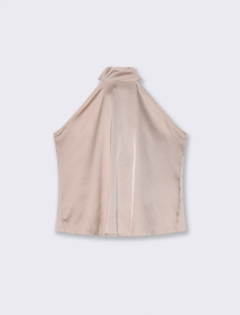 Top scollo all'americana morbido - Beige champagne
