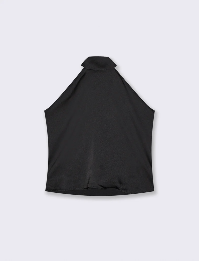 Top scollo all'americana morbido - Nero