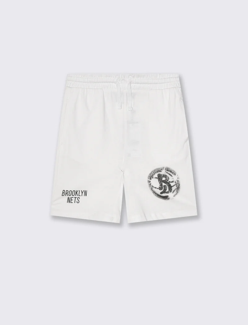 Bermuda NBA in cotone con coulisse - Bianco