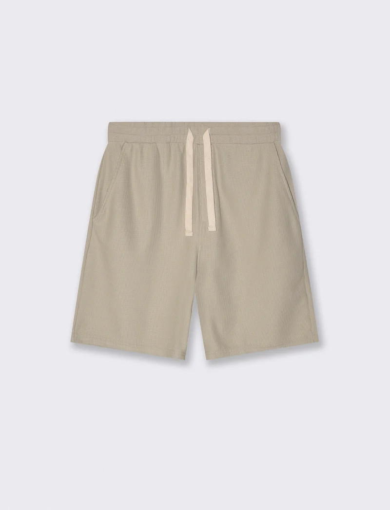 Bermuda Jogger Waffle con Vita Regolabile - Grigio stone