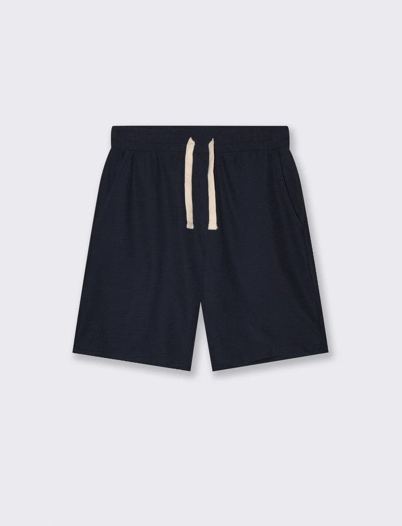 Bermuda Jogger Waffle con Vita Regolabile - Blu