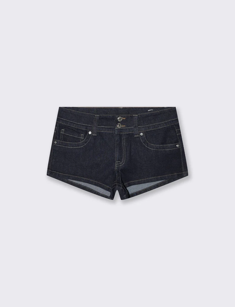 Micro Short Denim con Tasche Frontali e Posteriori - DENIM SCURO