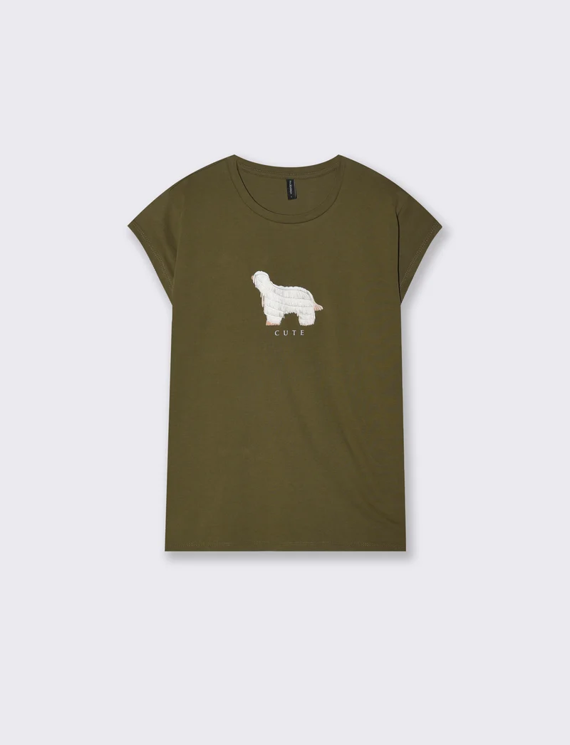 T-shirt cotone manica corta con stampa - var 2