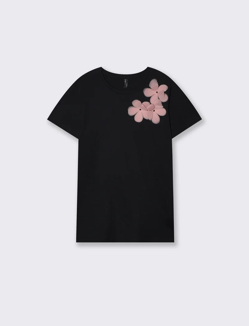 T-shirt cotone a manica corta con applicazioni - var 2