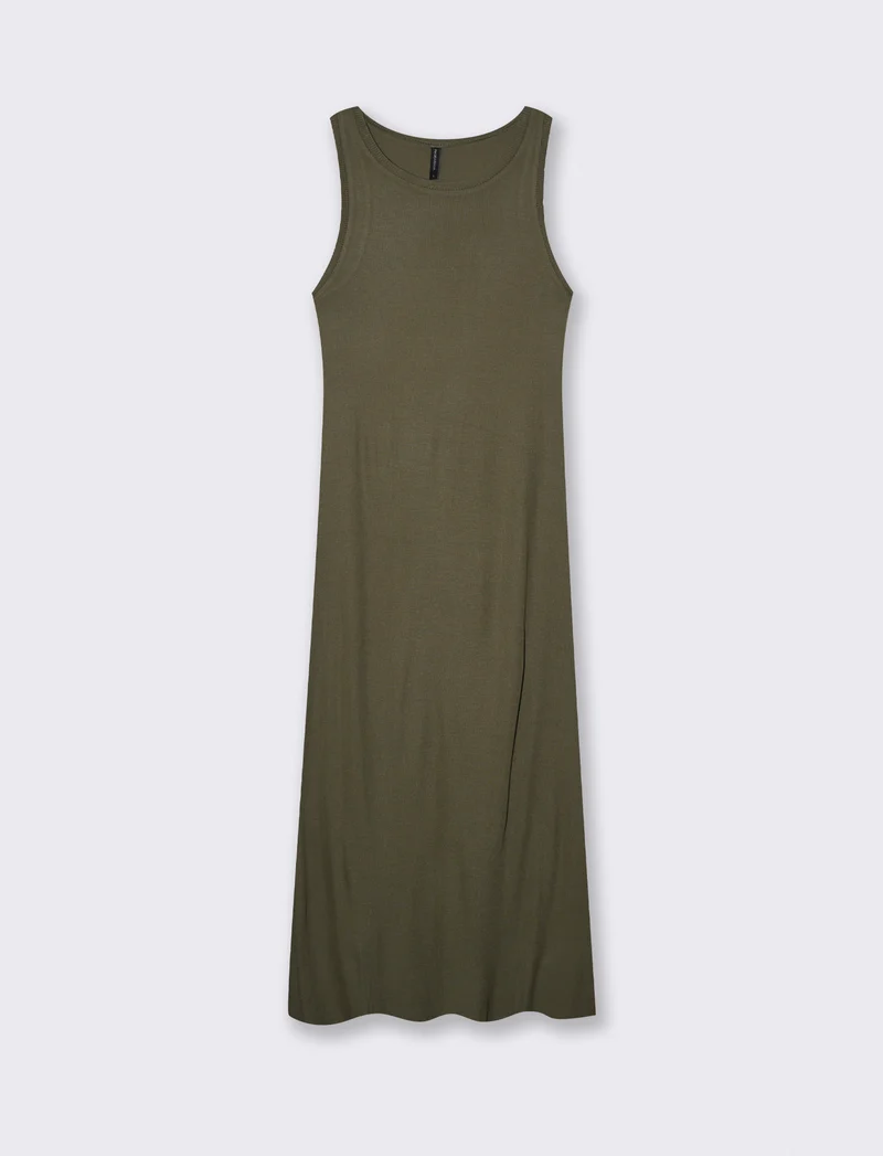 Vestito lungo a costine slim con scollo - Ve.milit.