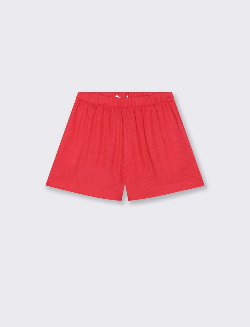 Shorts con elastico arricciato in vita - Corallo