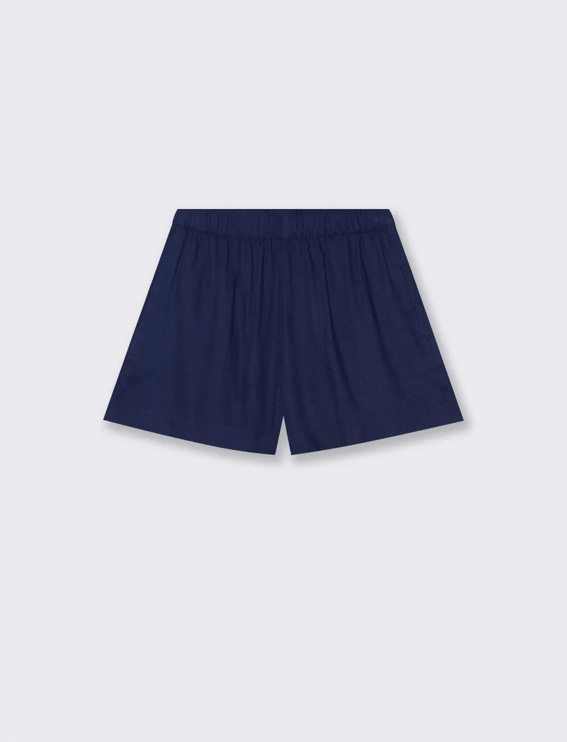 Shorts con elastico arricciato in vita - Blu