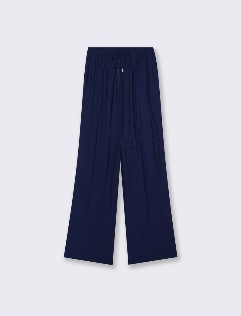 Pantalone Elastico Arricciato in Vita - Bluette