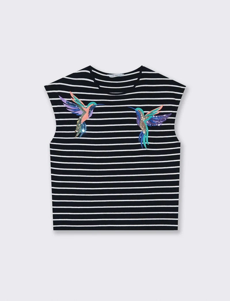 T-Shirt Cotone con Applicazioni - var 2
