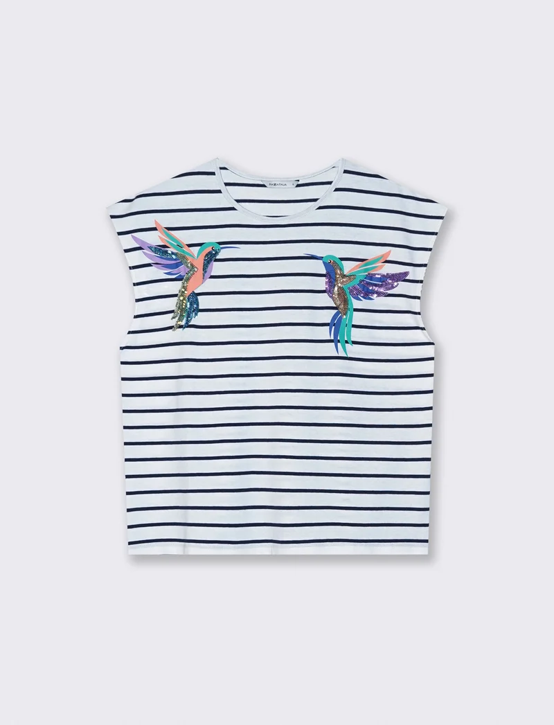 T-Shirt Cotone con Applicazioni - var 1