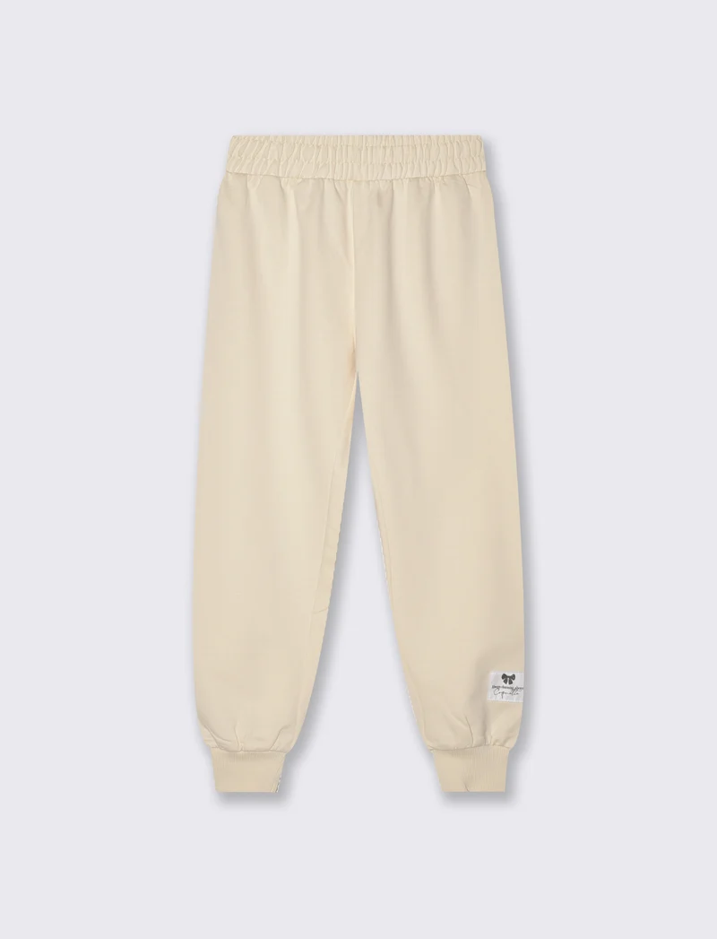 Jogger in felpa di cotone con elastico - Beige