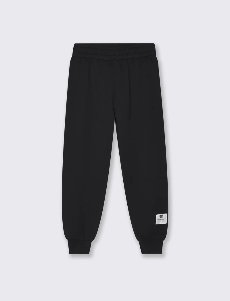 Jogger in felpa di cotone con elastico - Nero