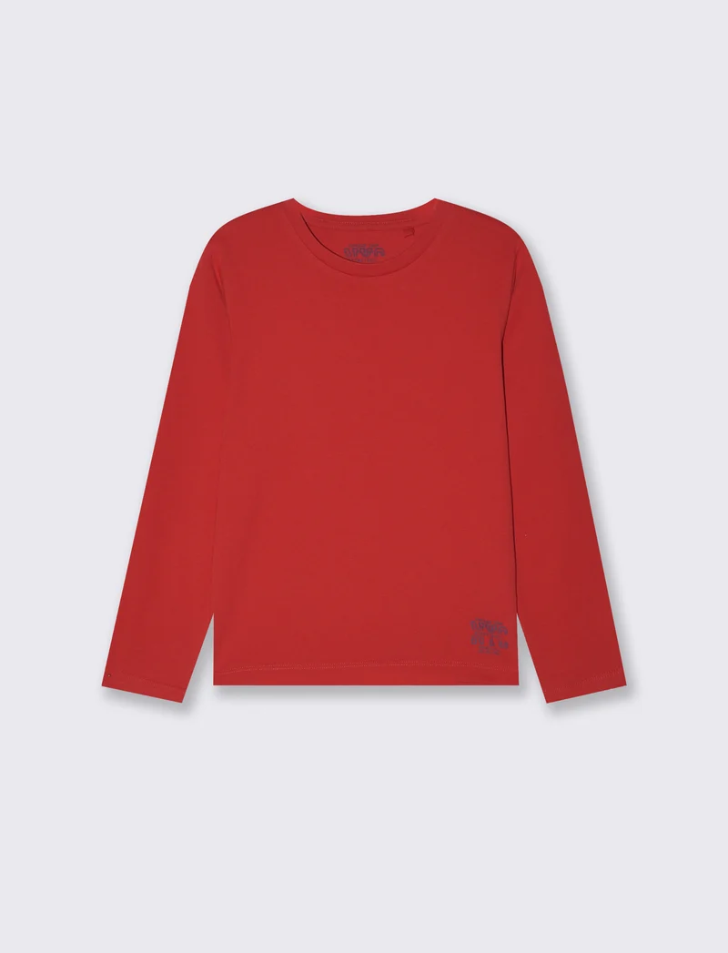 Maglietta manica lunga in stile college - Rosso