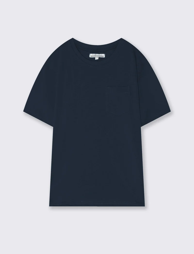 T-shirt girocollo con taschino versatile - Blu