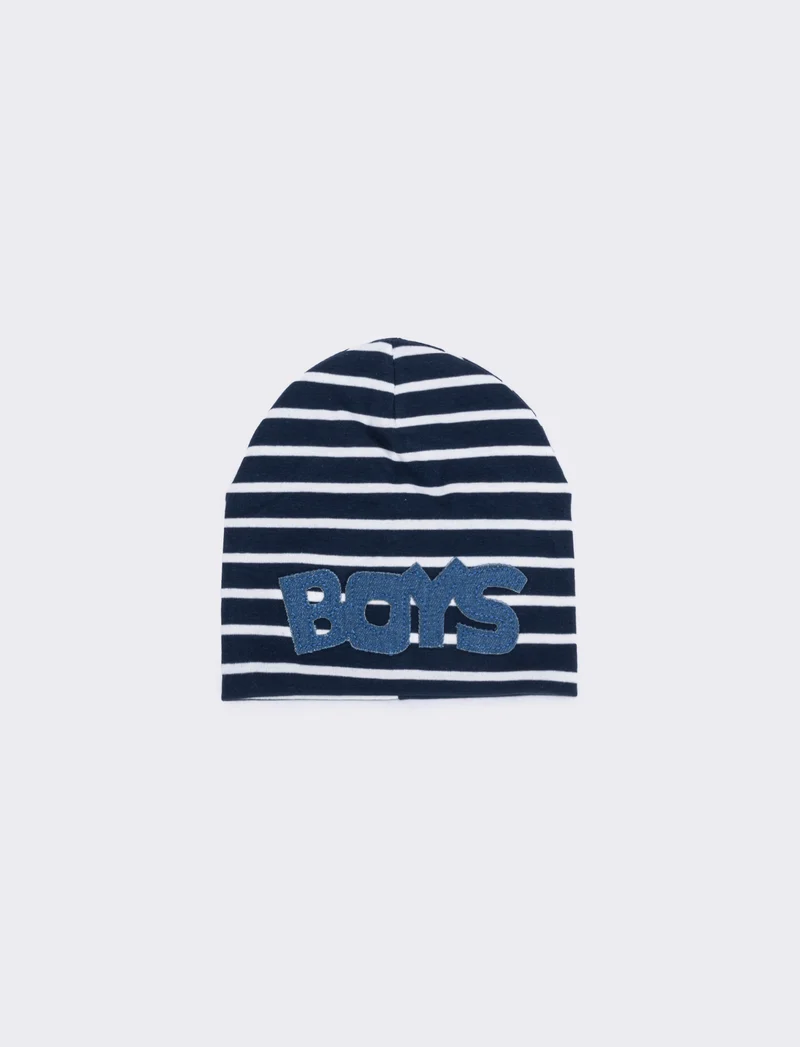 Cappello cuffia righe in jersey elegante - Bianco