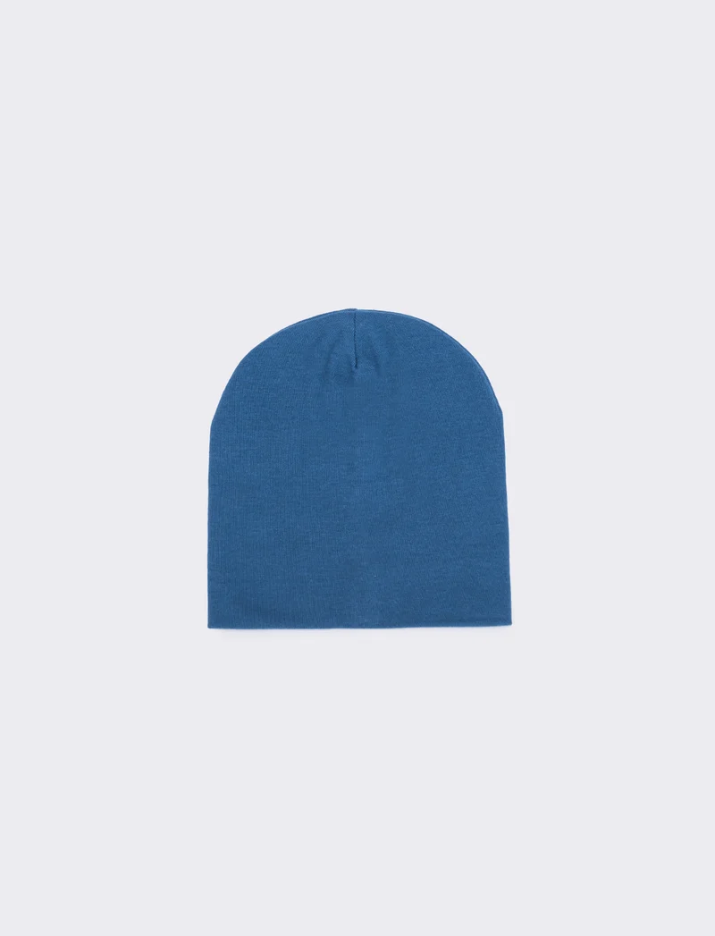 Cappello cuffia con costine eleganti - Blu