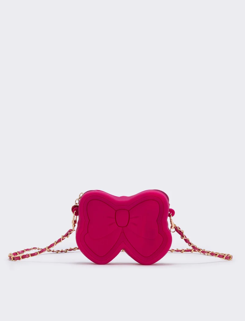 Borsa gommata con fiocco elegante - Fuxia