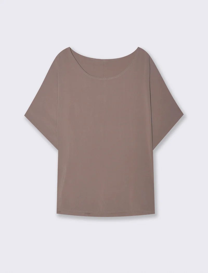 Casacca morbida con scollo rotondo - Grigio fango