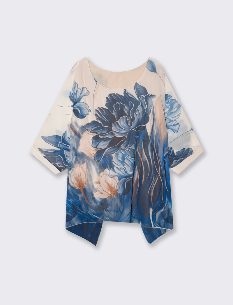 Casacca morbida con scollo rotondo - Blu