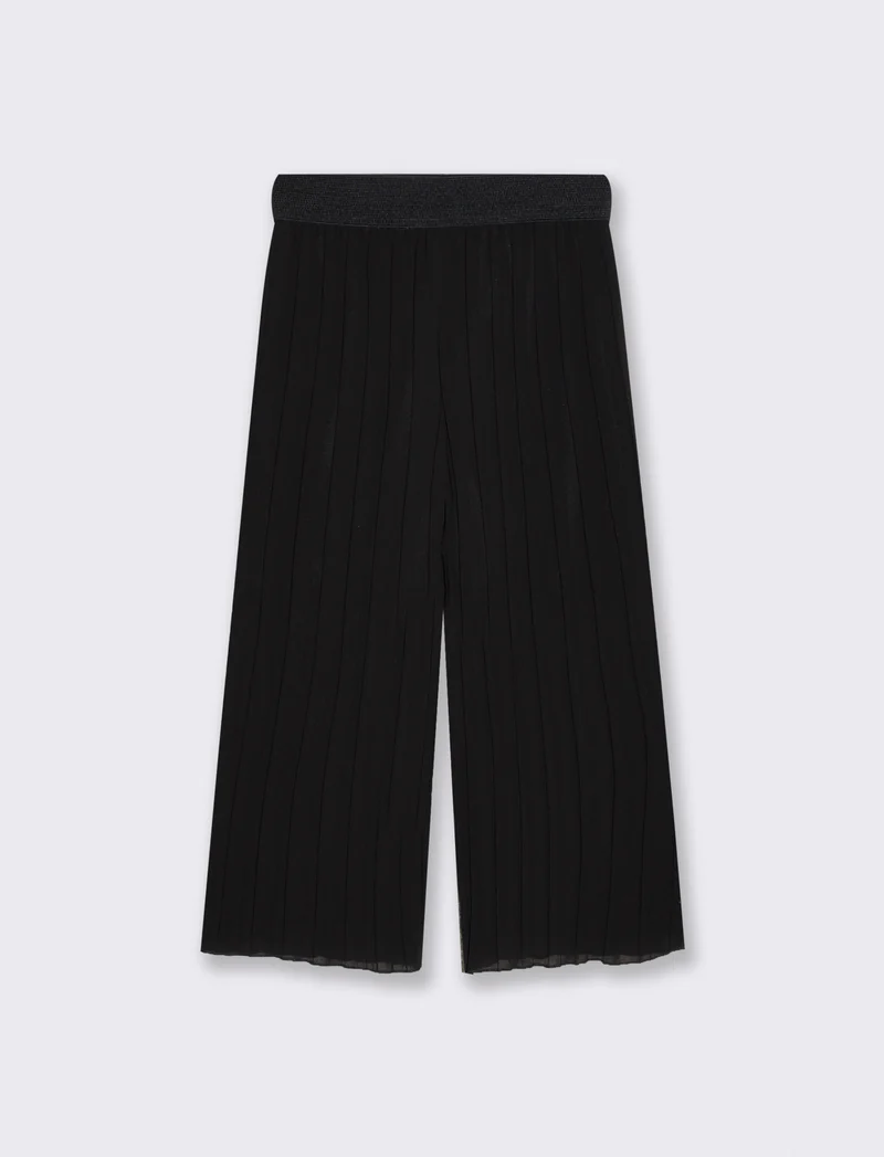 Pantaloni leggeri plissè con elastico - Nero