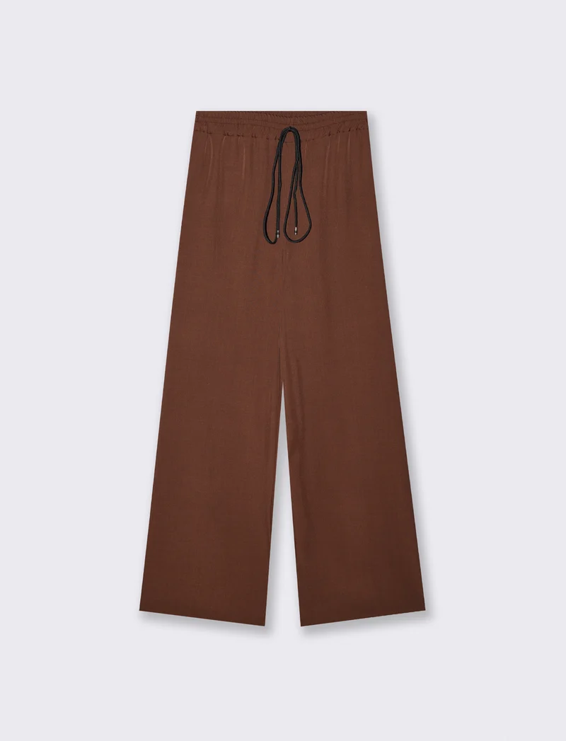 Pantalone Dritto con Elastico e Coulisse - Moro