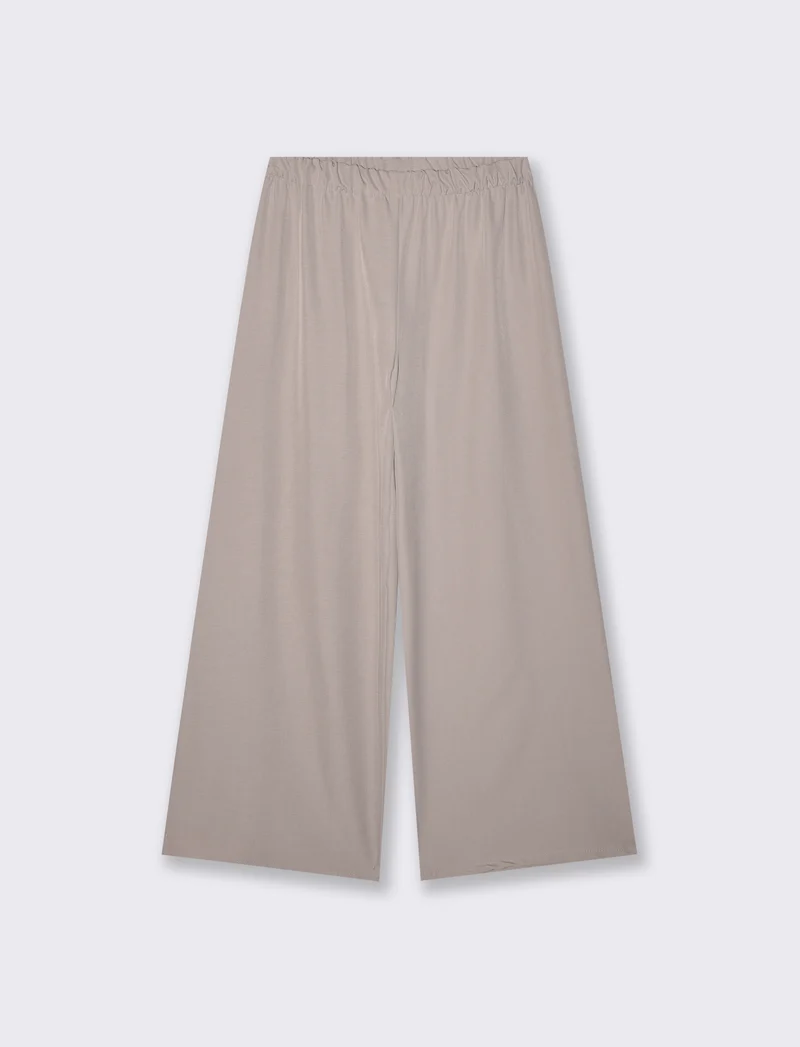 Pantalone largo con elastico in vita - Grigio fango