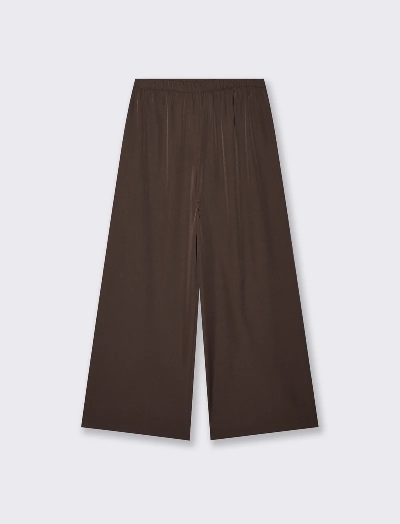 Pantalone largo con elastico in vita - Moro