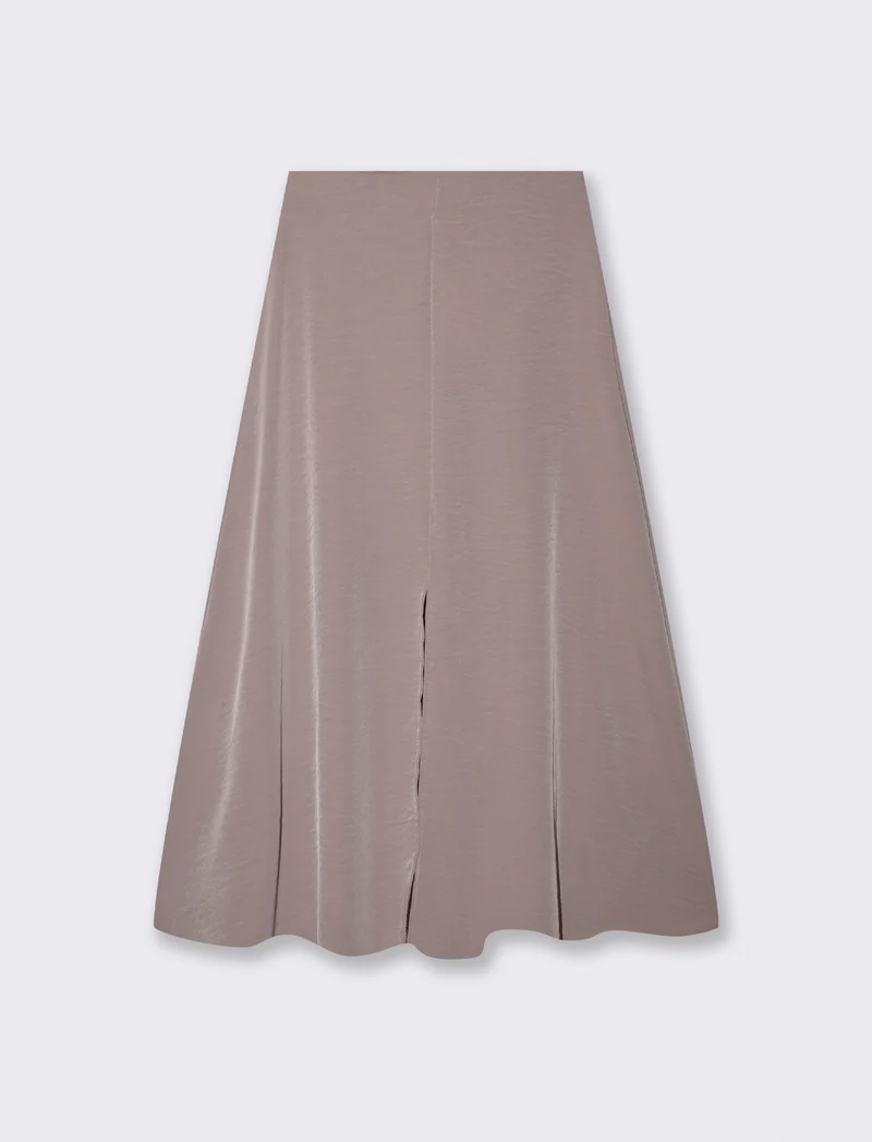 Gonna lunga con spacco elegante e versatile - Grigio fango