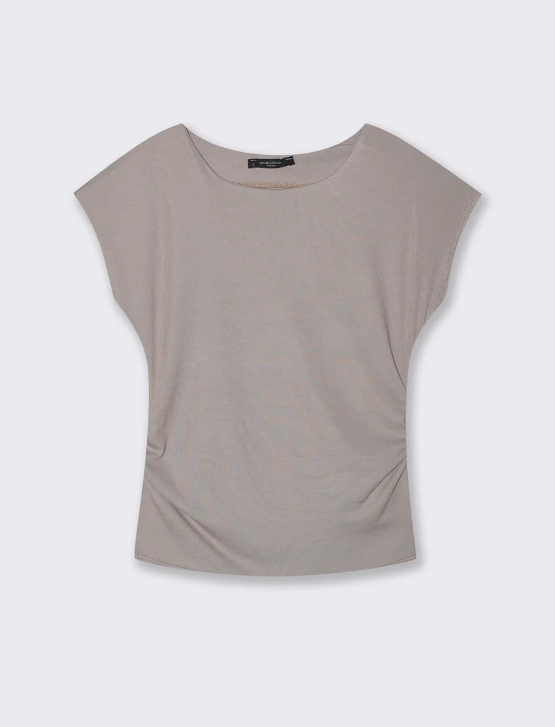 Tshirt con arricci laterali - Grigio fango