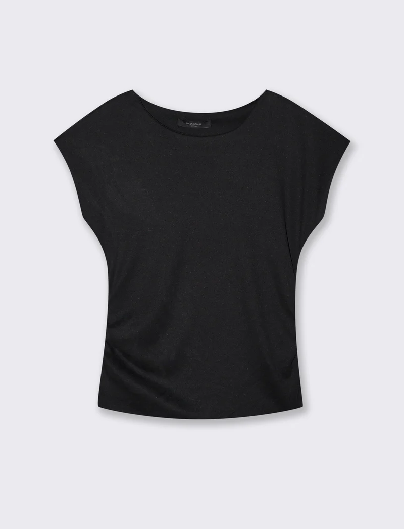 Tshirt con arricci laterali - Nero