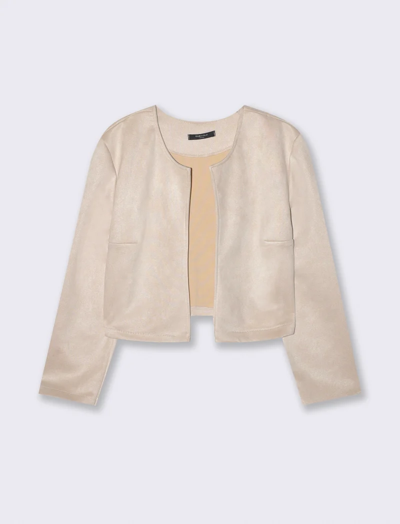 Giacca corta in suede - Vaniglia
