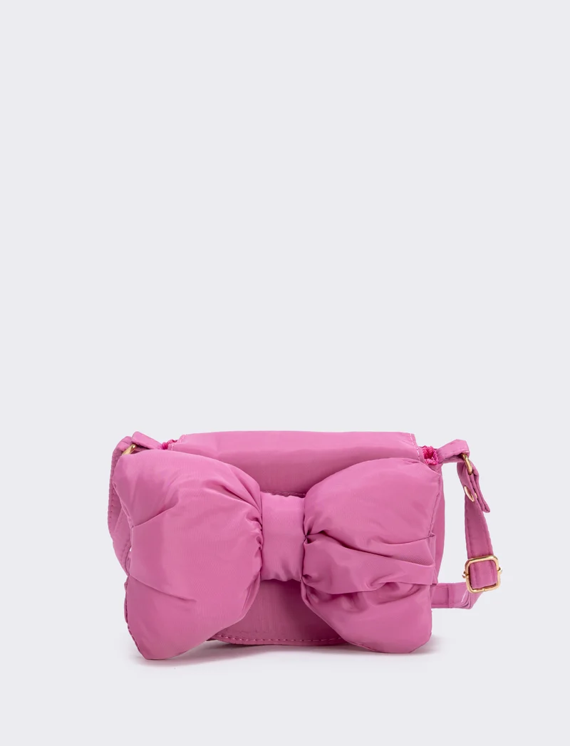 Borsetta con fiocco morbido e pattina - Rosa