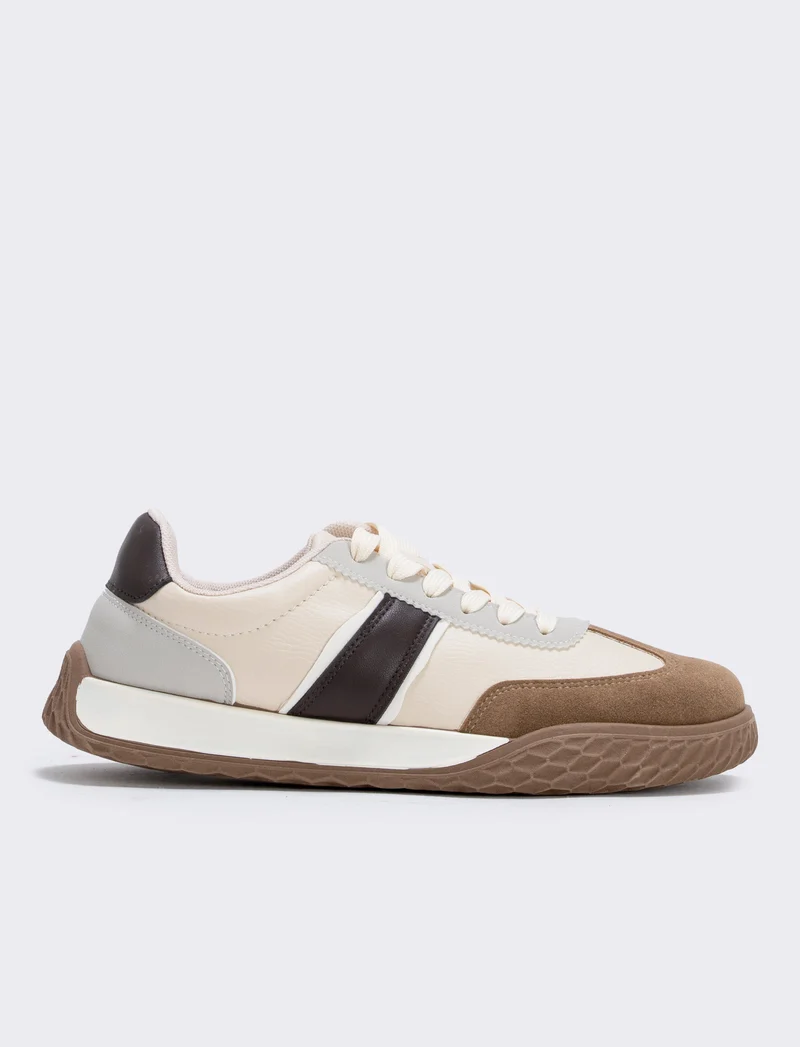 Sneakers beige multielementi da uomo - Beige