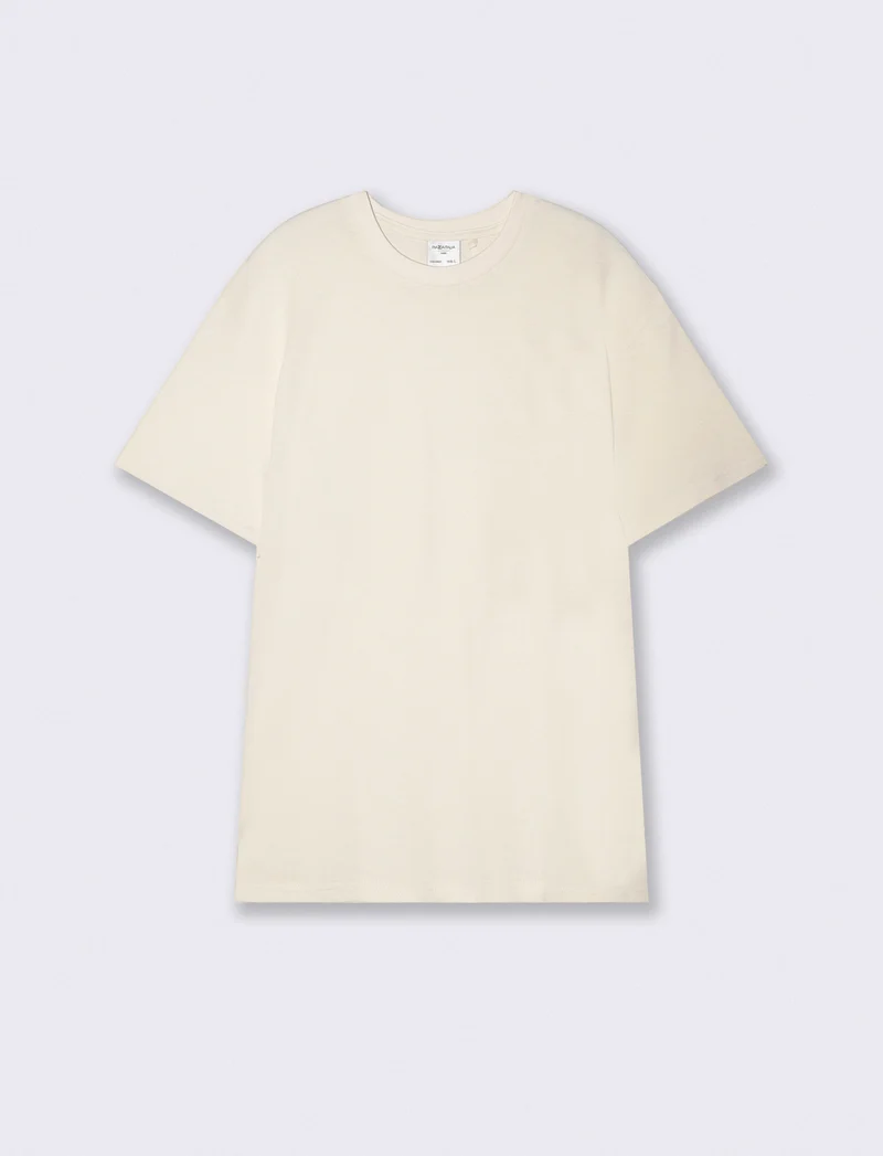 T-shirt girocollo jacquard regular fit - Bianco sporco