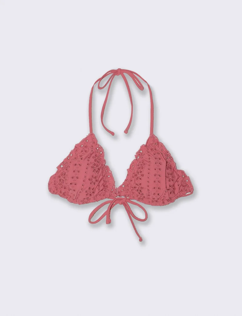 Reggiseno triangolo in sangallo - Rosa