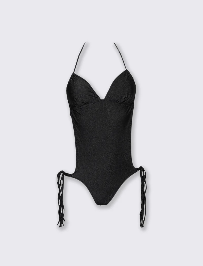 Costume intero con laccetti - Nero