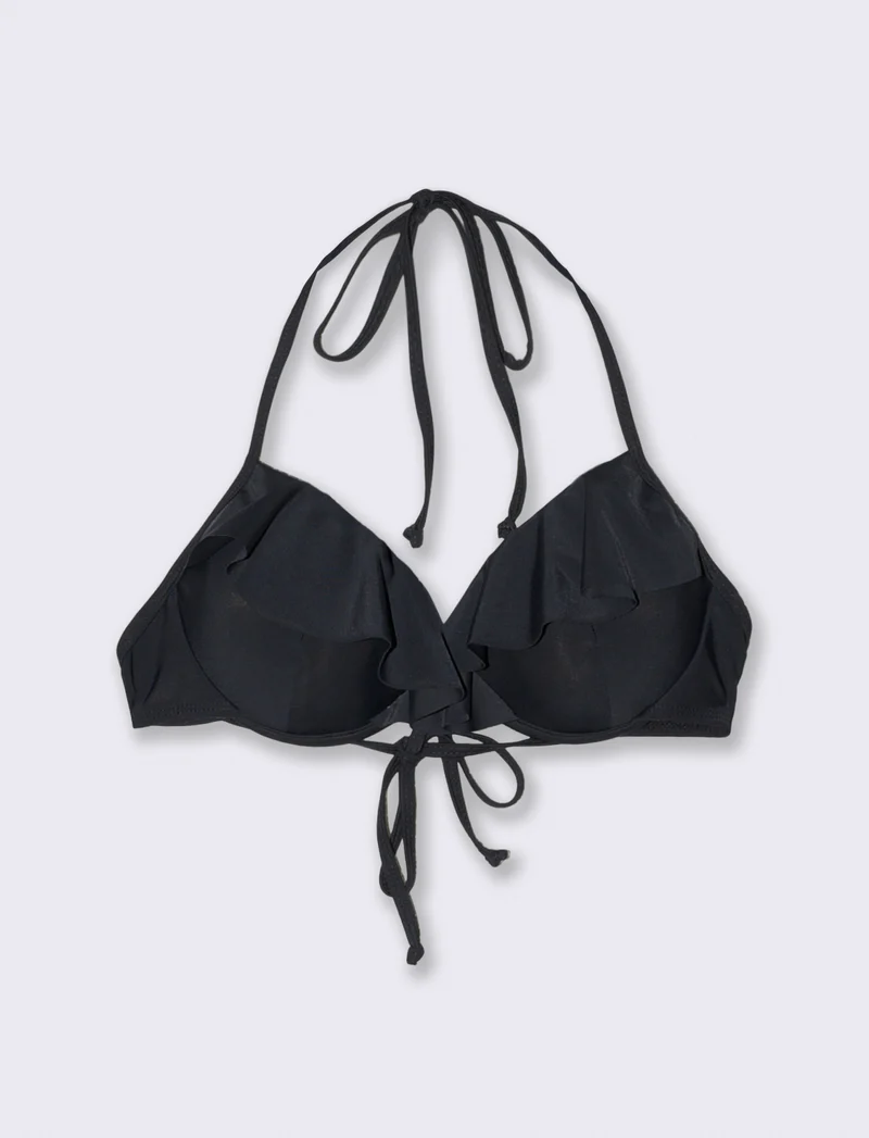 Reggiseno mare push up con rouches eleganti - Nero