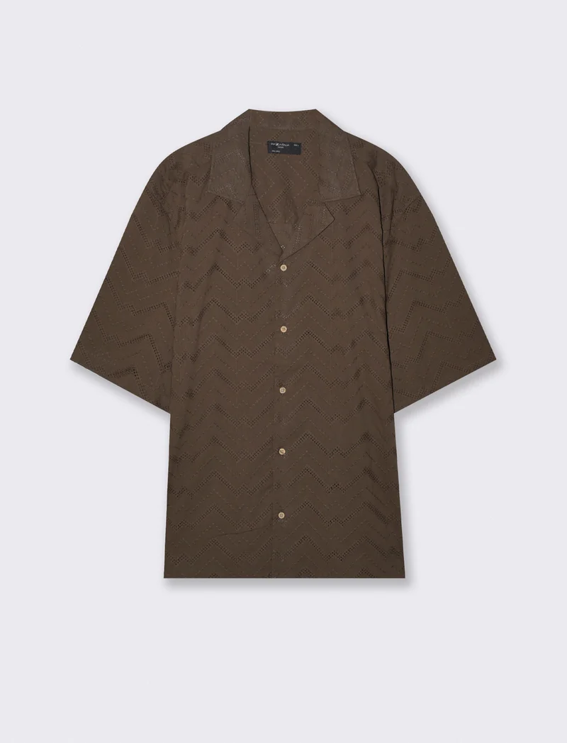 Camicia boxy fit effetto zig zag - Moro