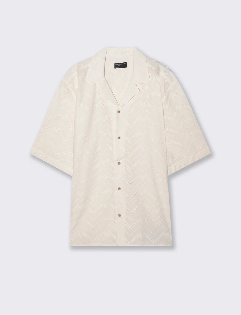Camicia boxy fit effetto zig zag - Bianco