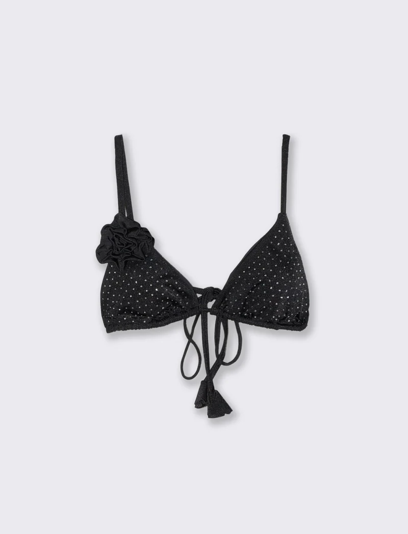 Reggiseno triangolo mare con strass chic - Nero